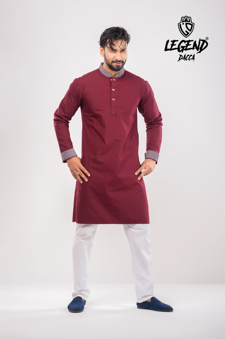 Highlighted Contrasting Regular Fit Panjabi